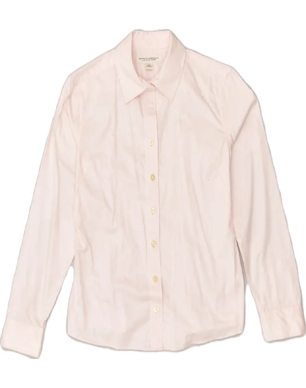 BANANA REPUBLIC Womens Shirt US 4 Small Pink Cotton Comfortable Short Sleeve Blouse