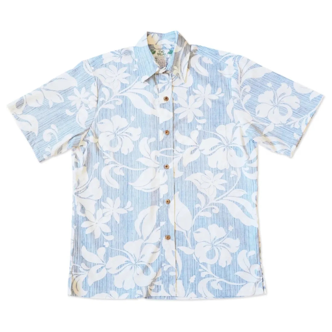 Blue Nanakuli Hawaiian REVERSE Shirt Classic Cropped Short Sleeve