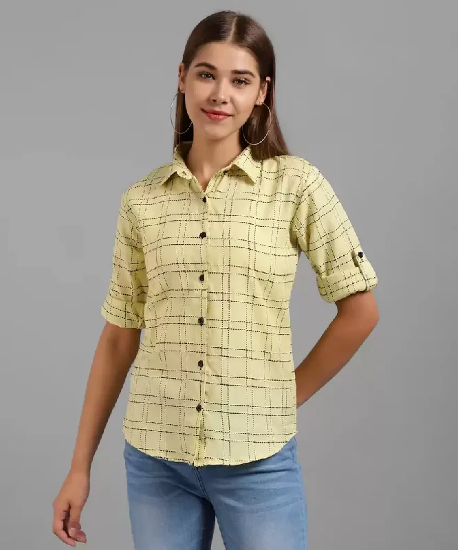 TANDUL  Women Regular Fit Checkered Formal Shirt Soft Cotton Short Shirt