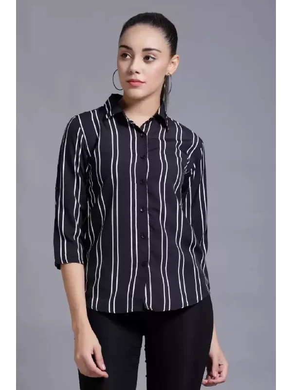 TANDUL  Women Regular Fit Printed Formal Shirt Elegant Off-Shoulder Short Shirt