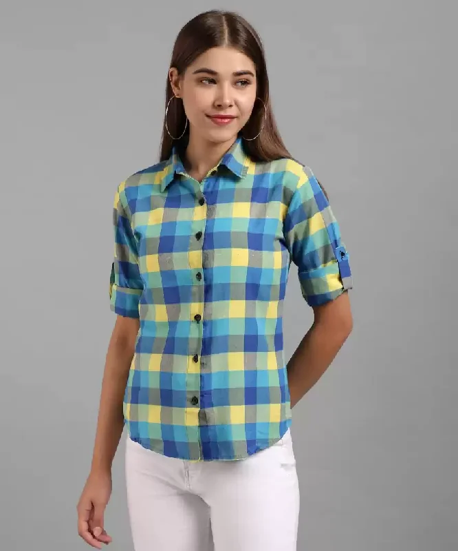 TANDUL  Women Regular Fit Printed Formal Shirt Cozy Plain Short Sleeve