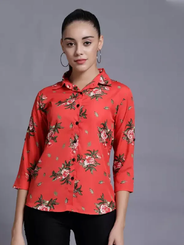 TANDUL  Women Regular Fit Printed Formal Shirt Comfortable Pocket Short Shirt