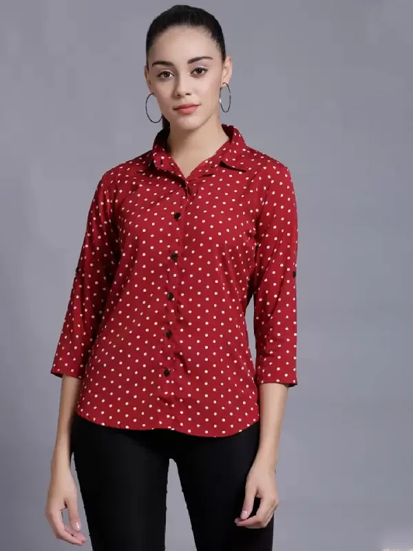 TANDUL  Women Regular Fit Printed Formal Shirt Comfortable Ribbed Short Sleeve