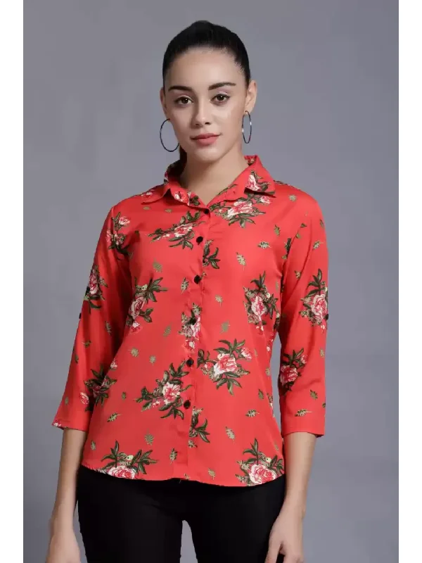 TANDUL  Women Regular Fit Printed Formal Shirt Fashionable Short Sleeve Vest