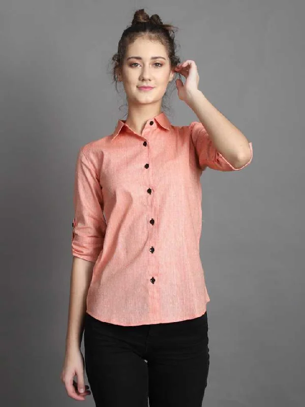 TANDUL  Women Regular Fit Self Design Casual Shirt Elegant Silk Short Shirt