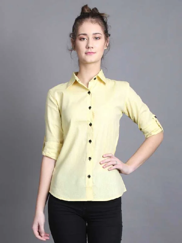 TANDUL  Women Regular Fit Self Design Casual Shirt Stylish Short Sleeve Top