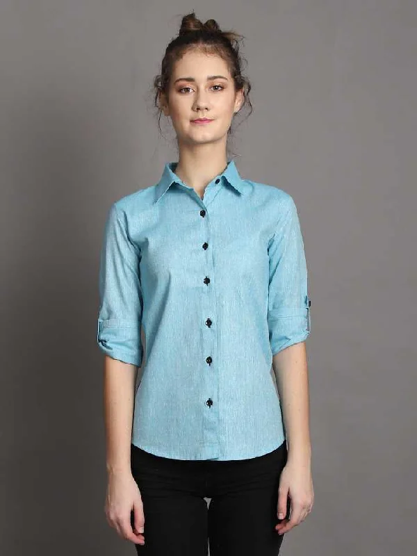 TANDUL  Women Regular Fit Self Design Casual Shirt Soft Cotton Short Tee