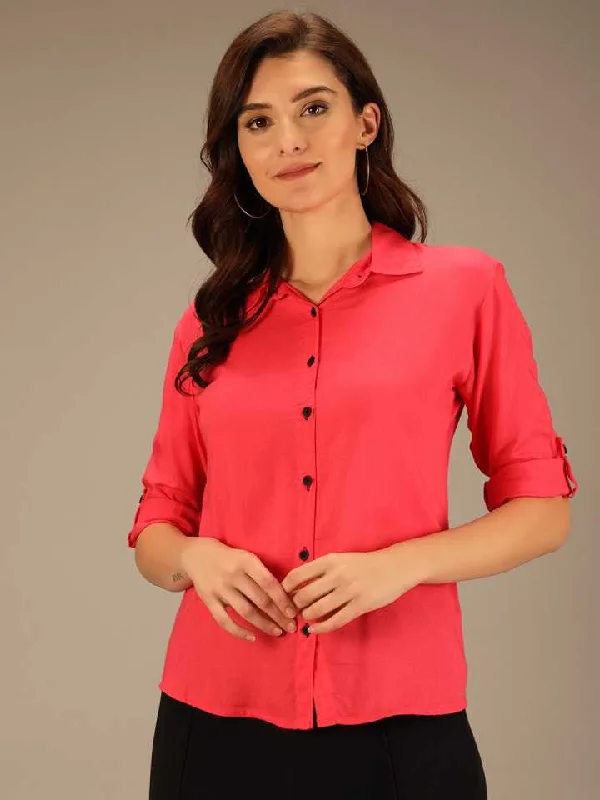 TANDUL  Women Regular Fit Solid Spread Collar Casual Shirt Comfortable Stretch Short Shirt