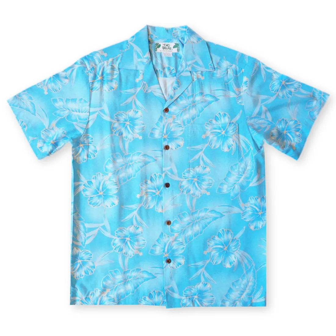 Hibiscus Hideaway Blue Hawaiian Rayon Shirt Fashionable Short Sleeve Shirt