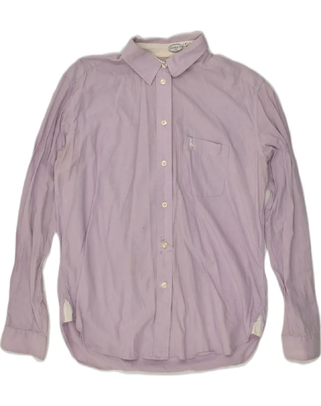 JACK WILLS Womens Shirt UK 12 Medium Purple Cotton Fashionable Short Sleeve Shirt