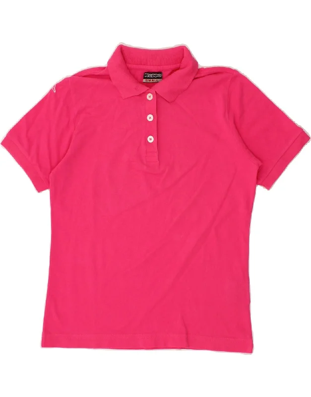 KAPPA Womens Polo Shirt UK 10 Small Pink Cotton Soft Silk Short Sleeve