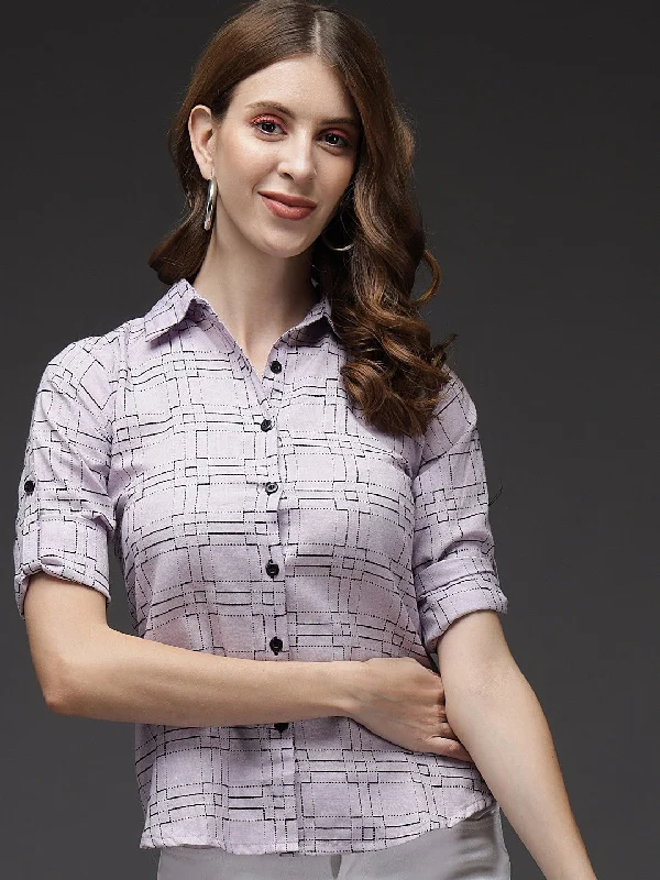 TANDUL Women Regular Fit Checkered Formal Shirt Soft Cotton Short Shirt