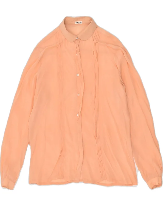 VINTAGE Womens Shirt IT 42 Medium Orange Casual Button-Down Short Shirt