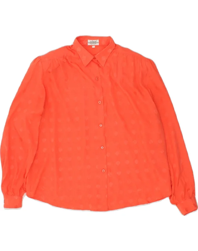 VINTAGE Womens Shirt IT 48 XL Orange Stylish Round Neck Shirt