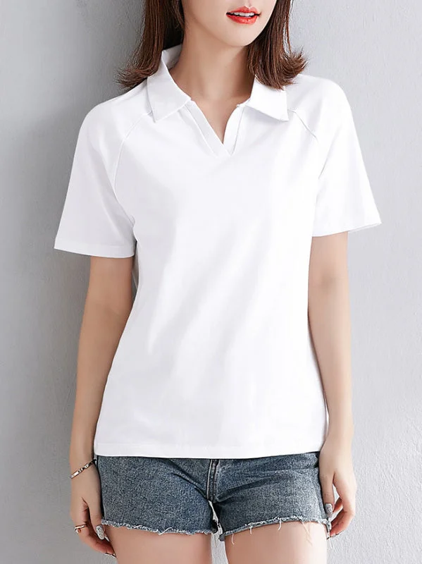 Women's Cotton Short-sleeved Polo Shirt Soft Cotton Short Tee