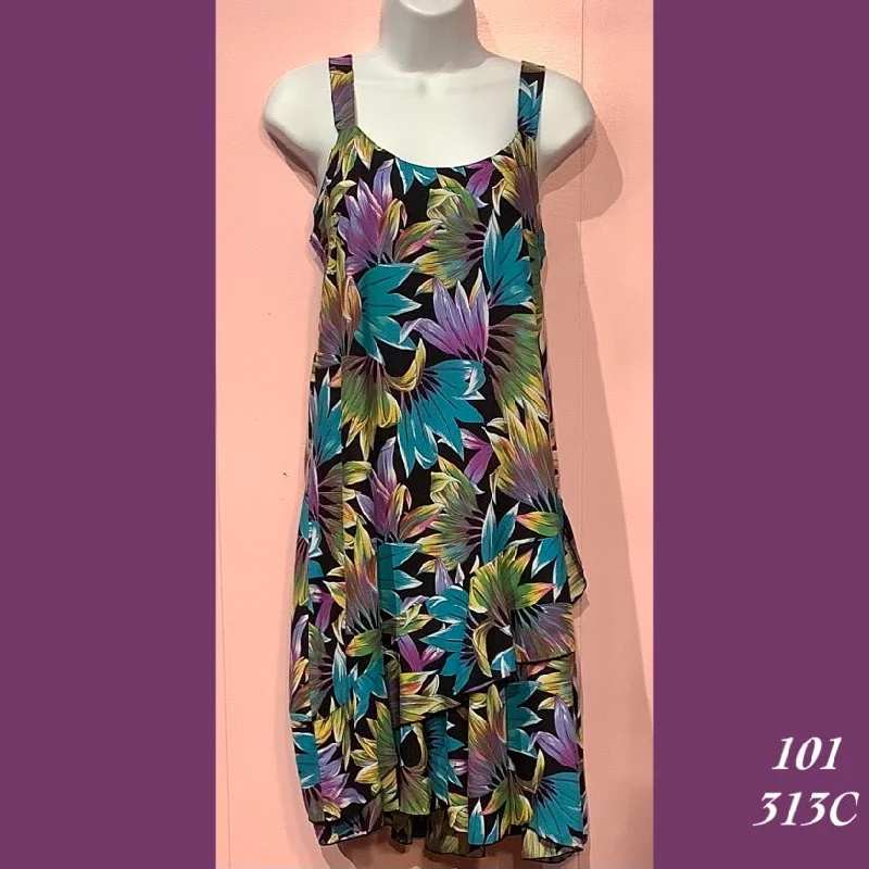 Rainbow Jo Floral Print Sundress Floral Tiered Midi Dress -101 - 313C Trendy Knit Midi Dress