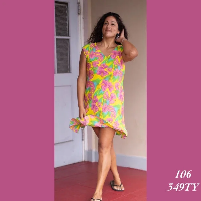 Rainbow Jo V-Neck Floral Mumu Summer Midi Dress - 106 - 349TY Trendy A-Line Midi Dress