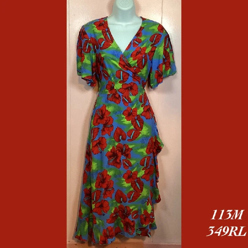 Rainbow Jo Summer Wrap Midi Dress with Sleeves - 113M - 349RL Trendy Floral Wrap Midi Dress