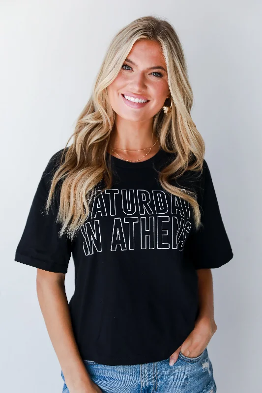 Black Saturday In Athens Cropped Tee Layered Multi-layer Single Layer