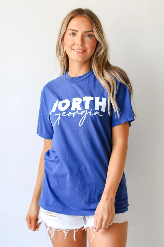 Blue North Georgia Script Tee Sequined Glittery Shiny