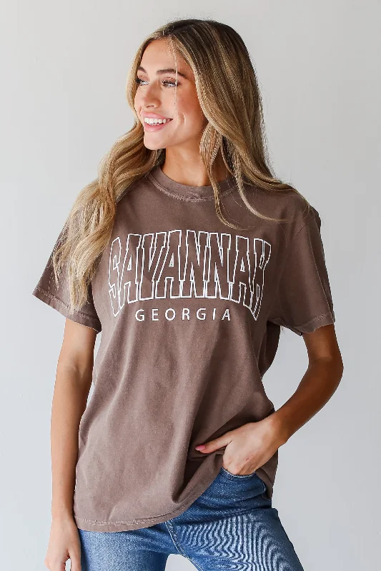 Brown Savannah Georgia Tee Mesh Blend Leather Blend Suede Blend