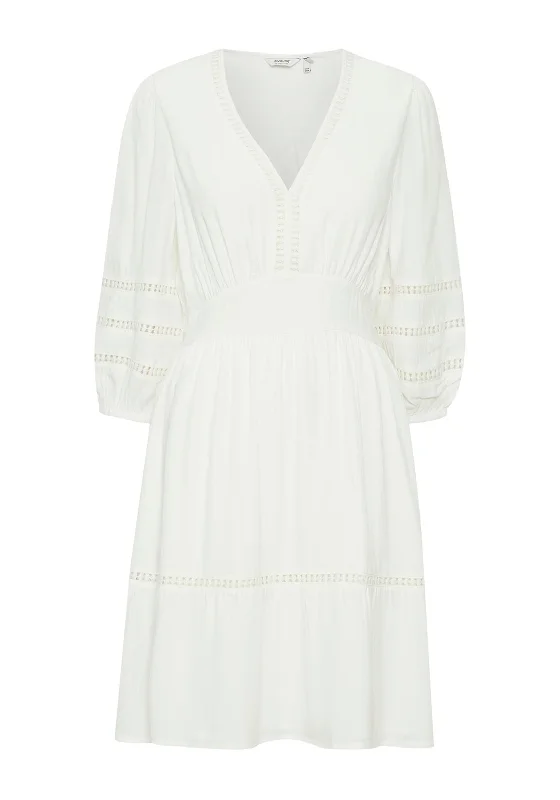 B.Young Hassi Broderie Trim Mini Dress, White Elegant Velvet Mini Dress