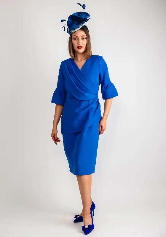 Coco Doll Robi Ruched Wasit Midi Dress, Royal Blue Cozy Tie-Dye Midi Dress