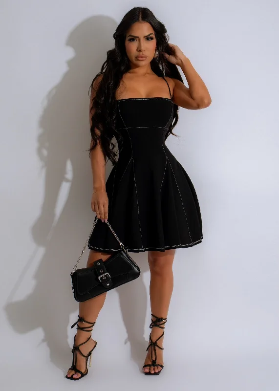 Discover Yourself Mini Dress Black Cozy Ribbed Mini Dress