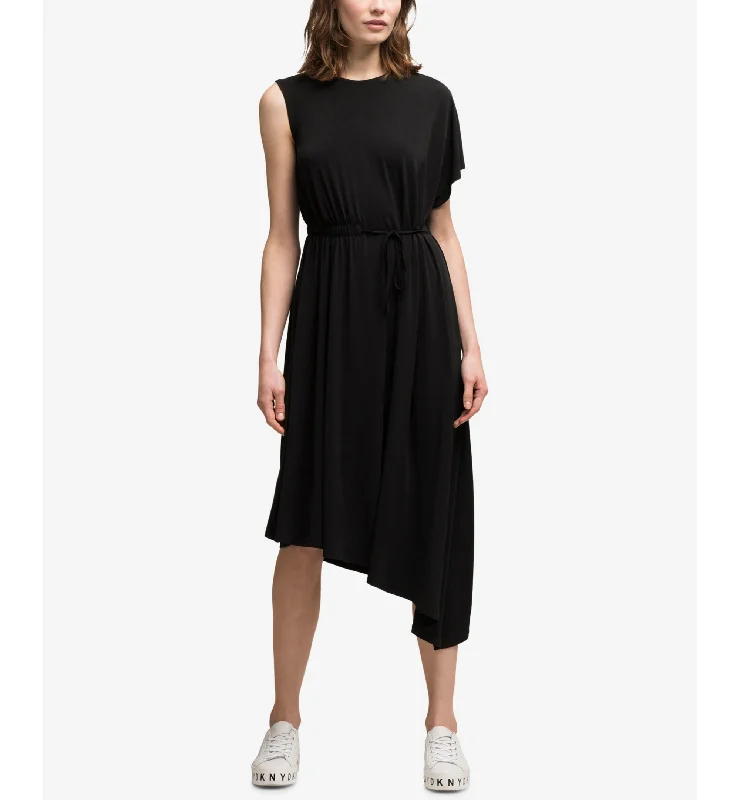 DKNY Asymmetrical Midi Dress Trendy Square Neck Midi Dress