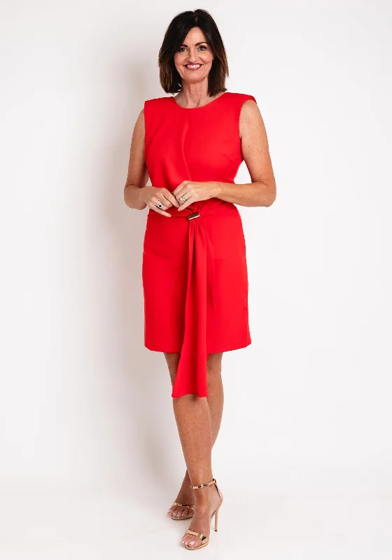 Laura Bernal Statement Belt Mini Dress, Red Classic Solid Mini Dress