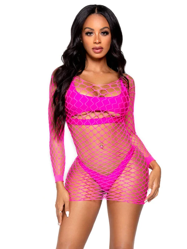 Leg Avenue Find Me In Paradise Net Mini Dress 86128 Chic Mini Dress with V-Neck