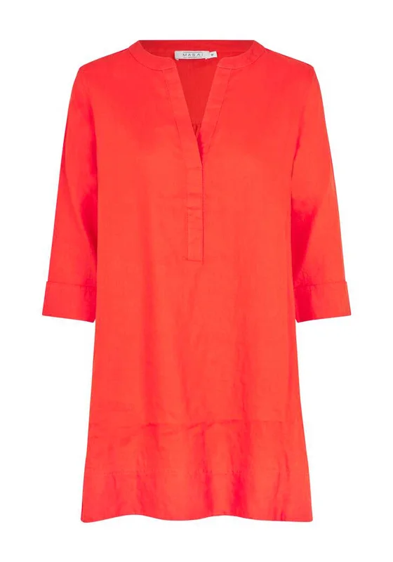 Masai Goda Tunic Linen Mini Dress, Orange Com Elegant Velvet Mini Dress