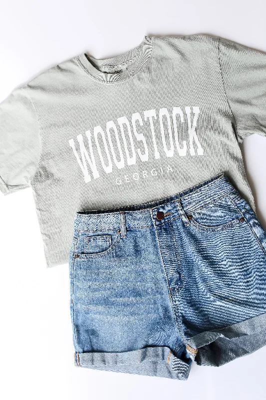 Sage Woodstock Georgia Block Letter Tee Welt Pockets Slit Pockets