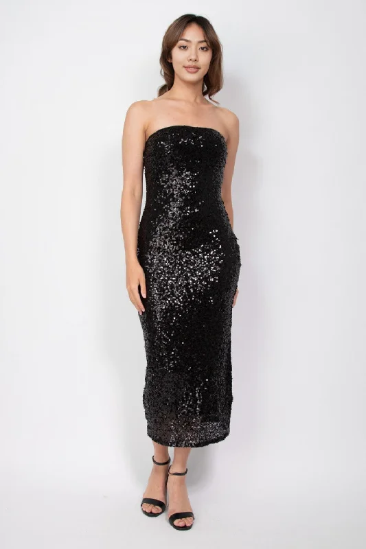 SIB Sequin Tube Midi Dress Comfortable Wrap Midi Dress