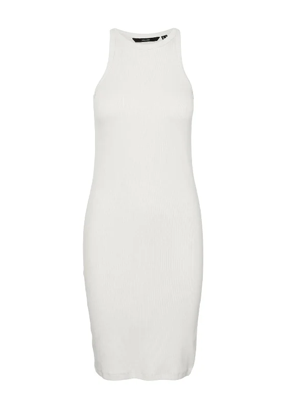 Vero Moda Chloe Ribbed Mini Dress, Snow White Trendy Floral Mini Dress