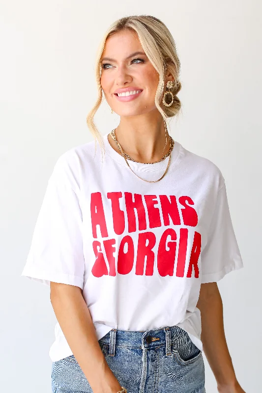 White Athens Georgia Cropped Tee Handmade Hand-knitted Hand-woven