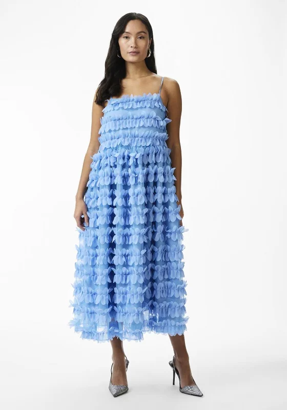 Y.A.S Esti Flutter Tulle Midi Dress, Alaskan Blue Fashionable Polka Dot Midi Dress