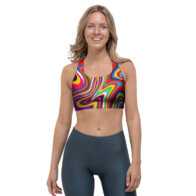 Abstract Ink Paint Sports Bra Sleek Push-Up Bra