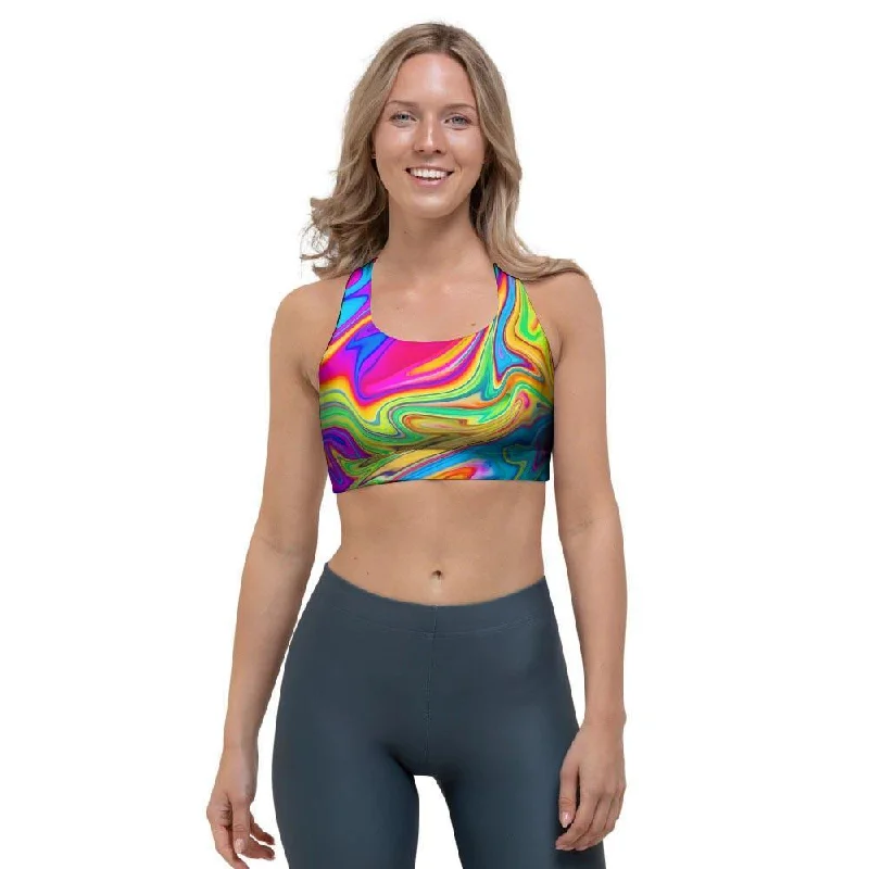 Abstract Mixing Ink Sports Bra Stylish Strapless Bra