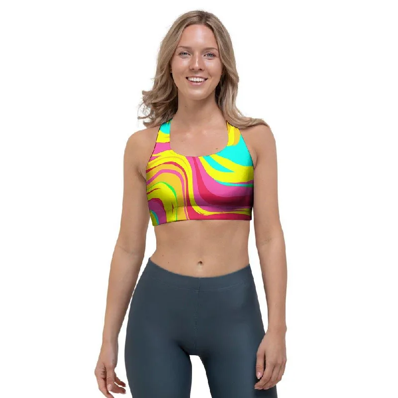 Abstract Paint Sports Bra Trendy Sports Bra