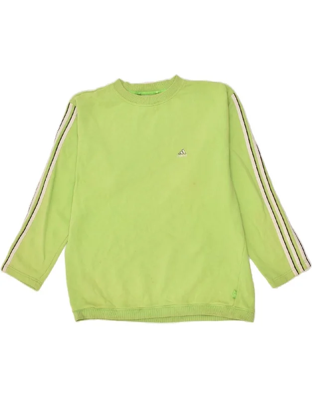 ADIDAS Womens Loose Fit Sweatshirt Jumper UK 18 XL Green Cotton Hoodie with Pocket Utility Practical