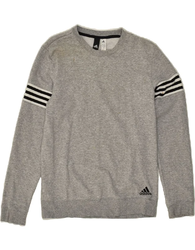 ADIDAS Womens Sweatshirt Jumper UK 8-10 Small Grey Cotton Hoodie with Slim Fit Tailored Modern