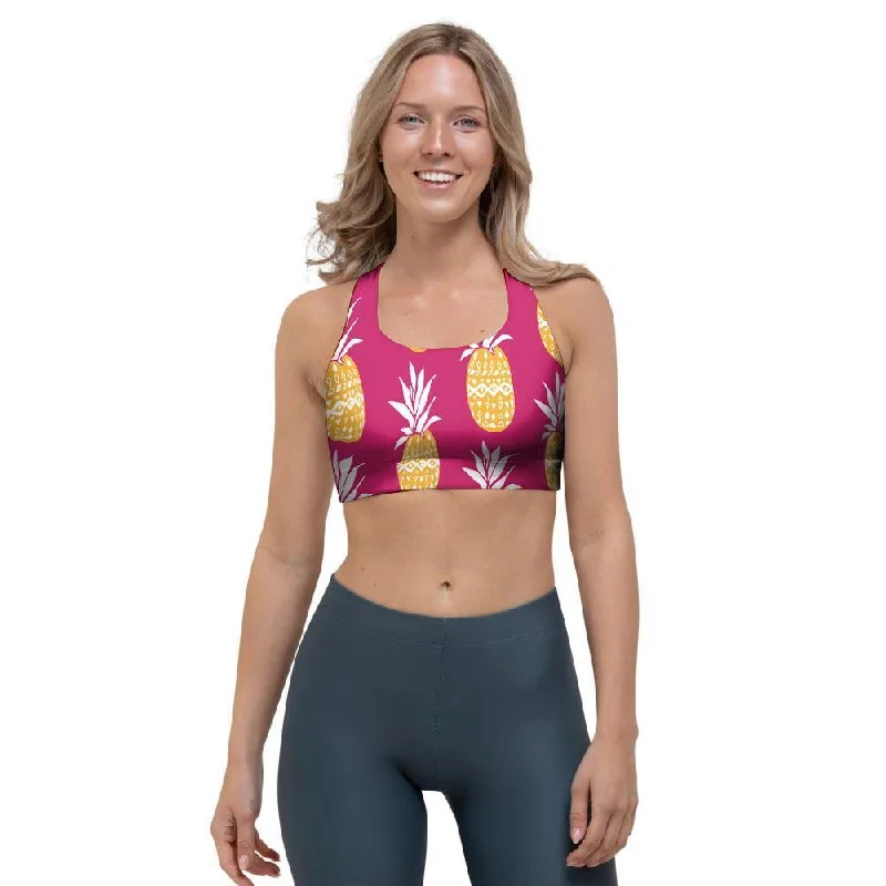 Aztec Hawaiian Pineapple Print Sports Bra Daily Comfort Bra