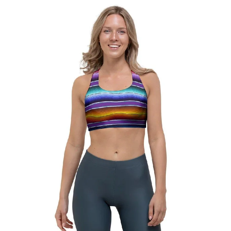 Baja Serape Print Sports Bra Full Coverage Bralette