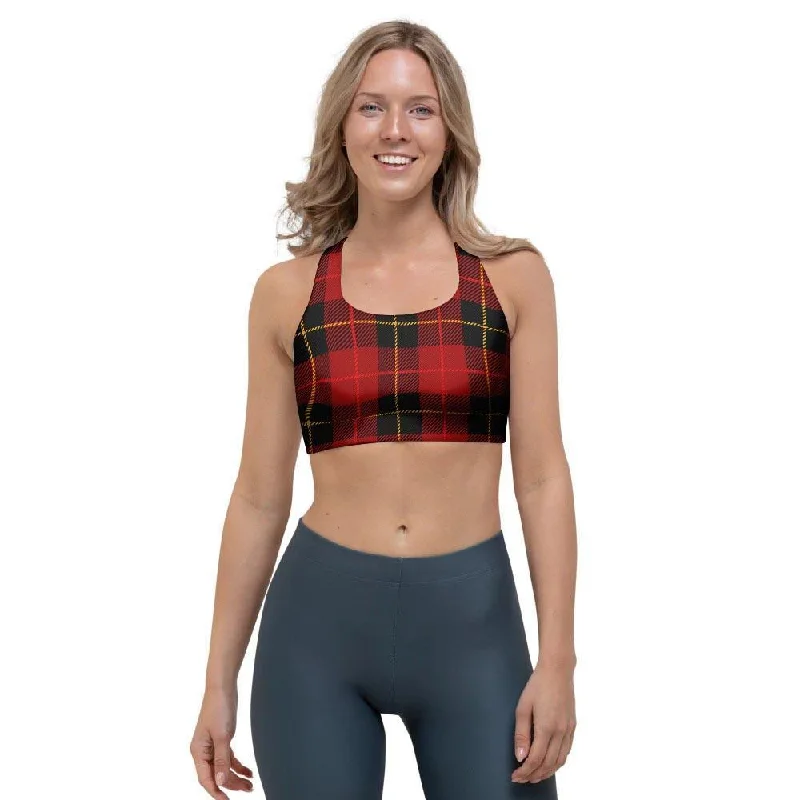 Black And Red Plaid Tartan Sports Bra Multi-Way Bra Design