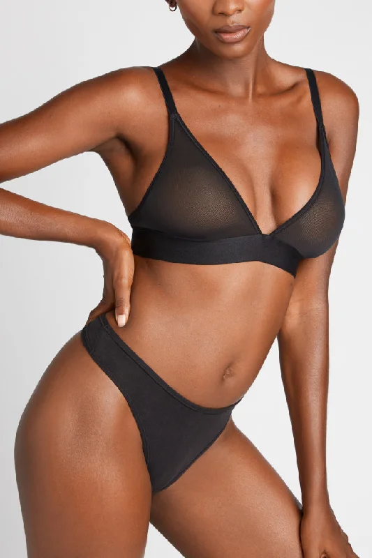 Sieve Triangle Bra in Black Sexy Mesh Bralette