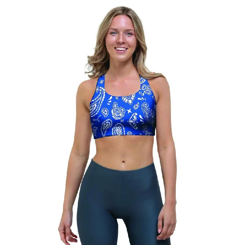 Blue Bandana Sports Bra Adjustable Fit Bra