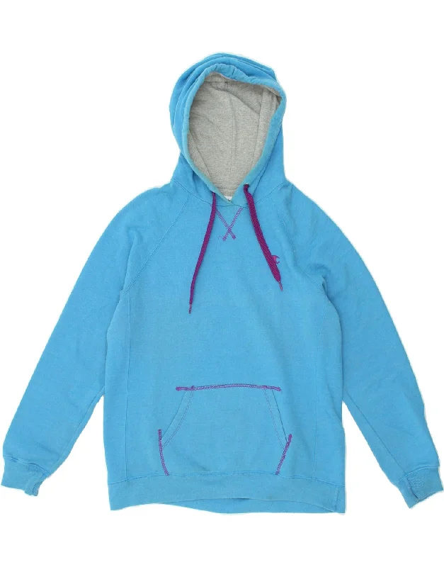 CHAMPION Womens Hoodie Jumper UK 18 XL Blue Cotton Hoodie with Hem Patch Decorative Personalized