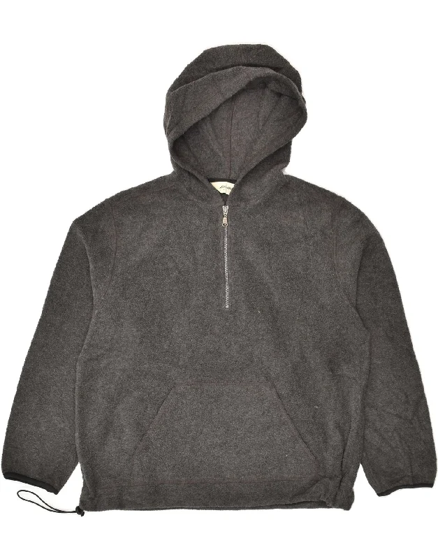 EDDIE BAUER Womens Fleece Zip Neck Hoodie Jumper UK 16 Large Grey Hoodie Dress Longline Feminine