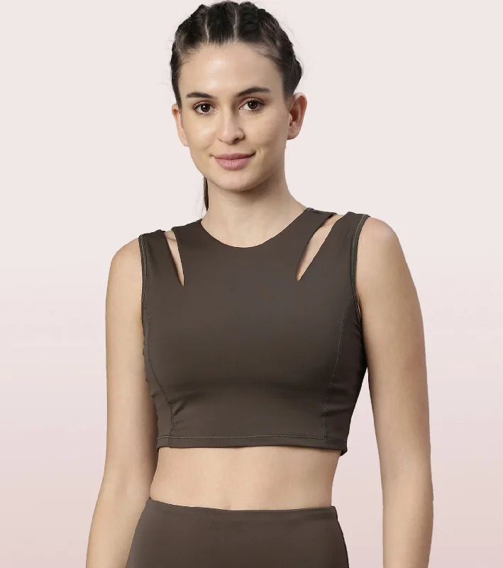 Shelf Bra Crop Vest | Crew Neck Vest With In-Built Shelf Bra Support Stylish Lace Bralette